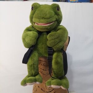 Green Frog Wildkin 19" Plush Backpack Bag and Hand Puppet Head Vintage